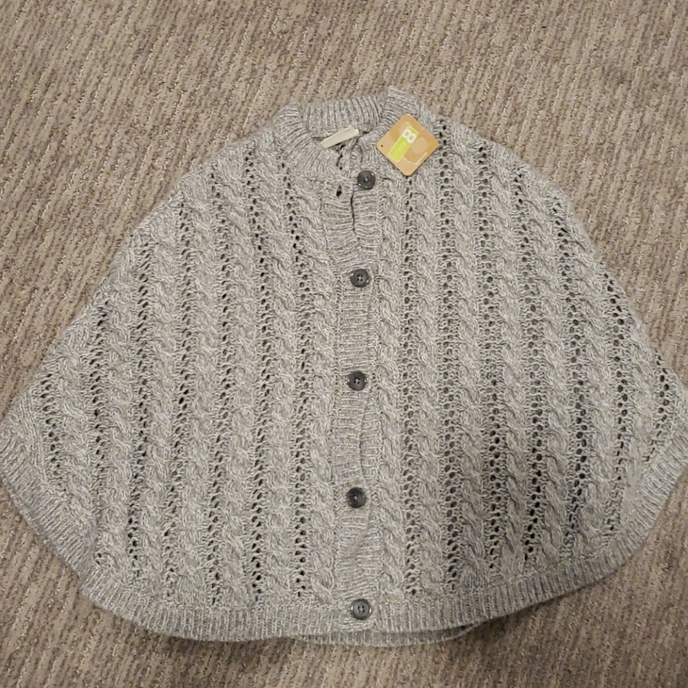Grey sweater poncho